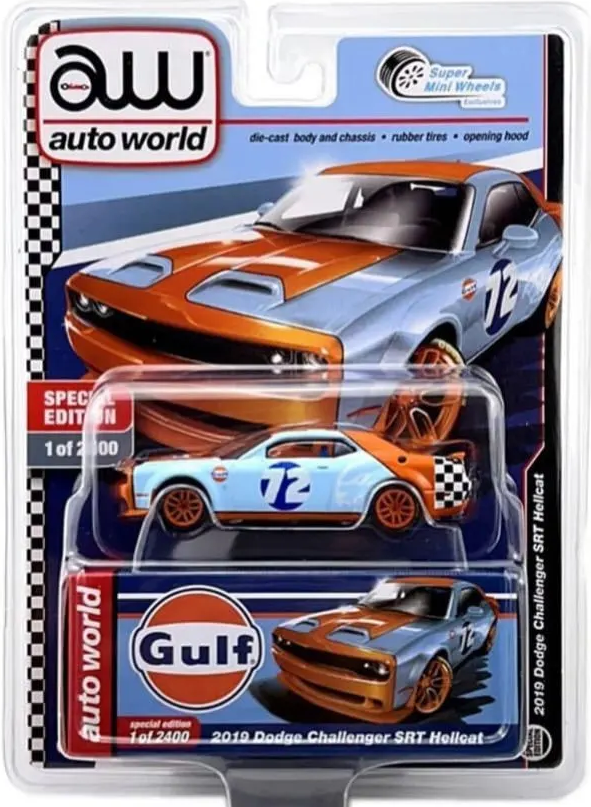 Autoworld 1:64 2019 Dodge Challenger Hellcat #72  Gulf Livery – Exclusive – CP7941/GULF-BLUE 1 of only 2400 B7